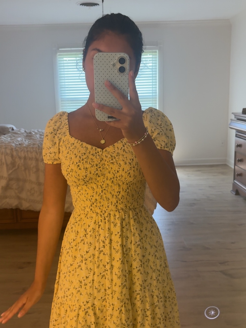 Hollister Yellow Floral Puff-Sleeve Mini Dress